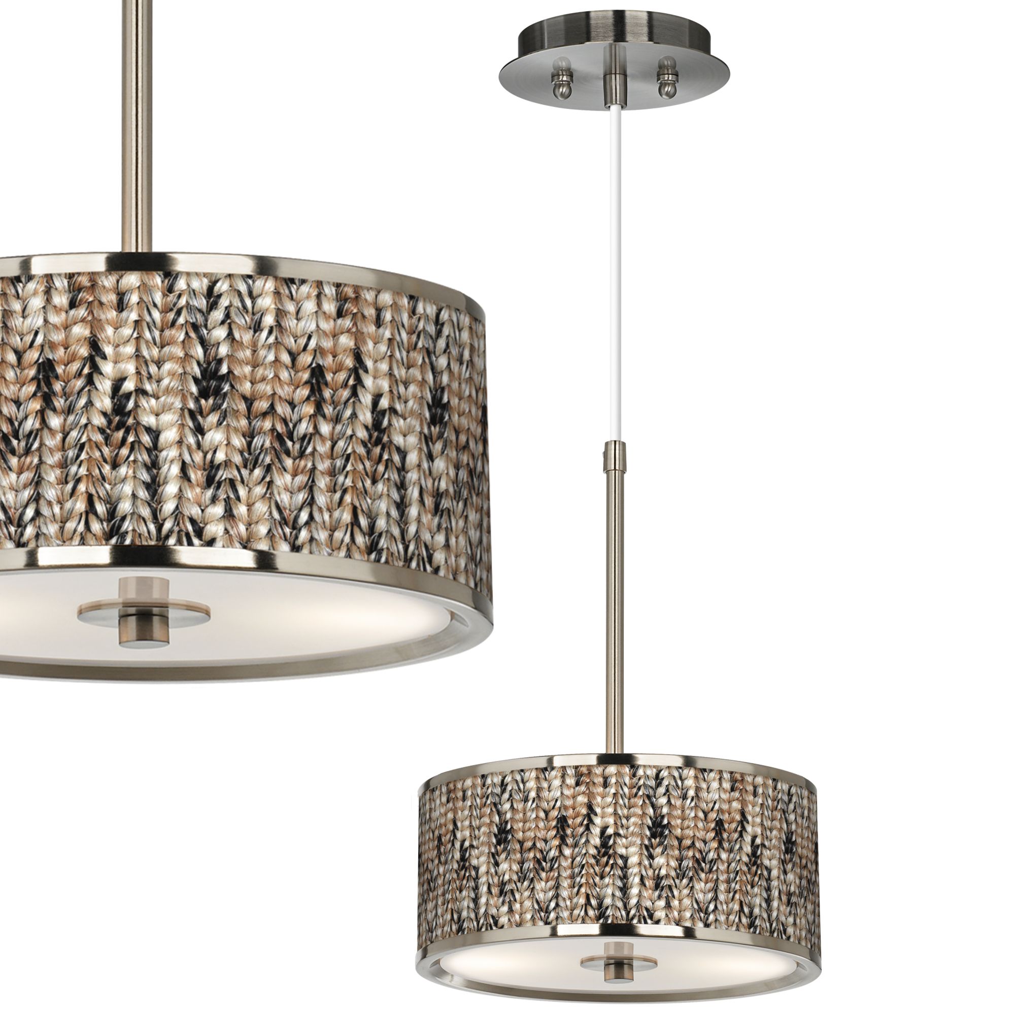 Braided Jute Giclee Glow 10 1/4" Wide Pendant Light