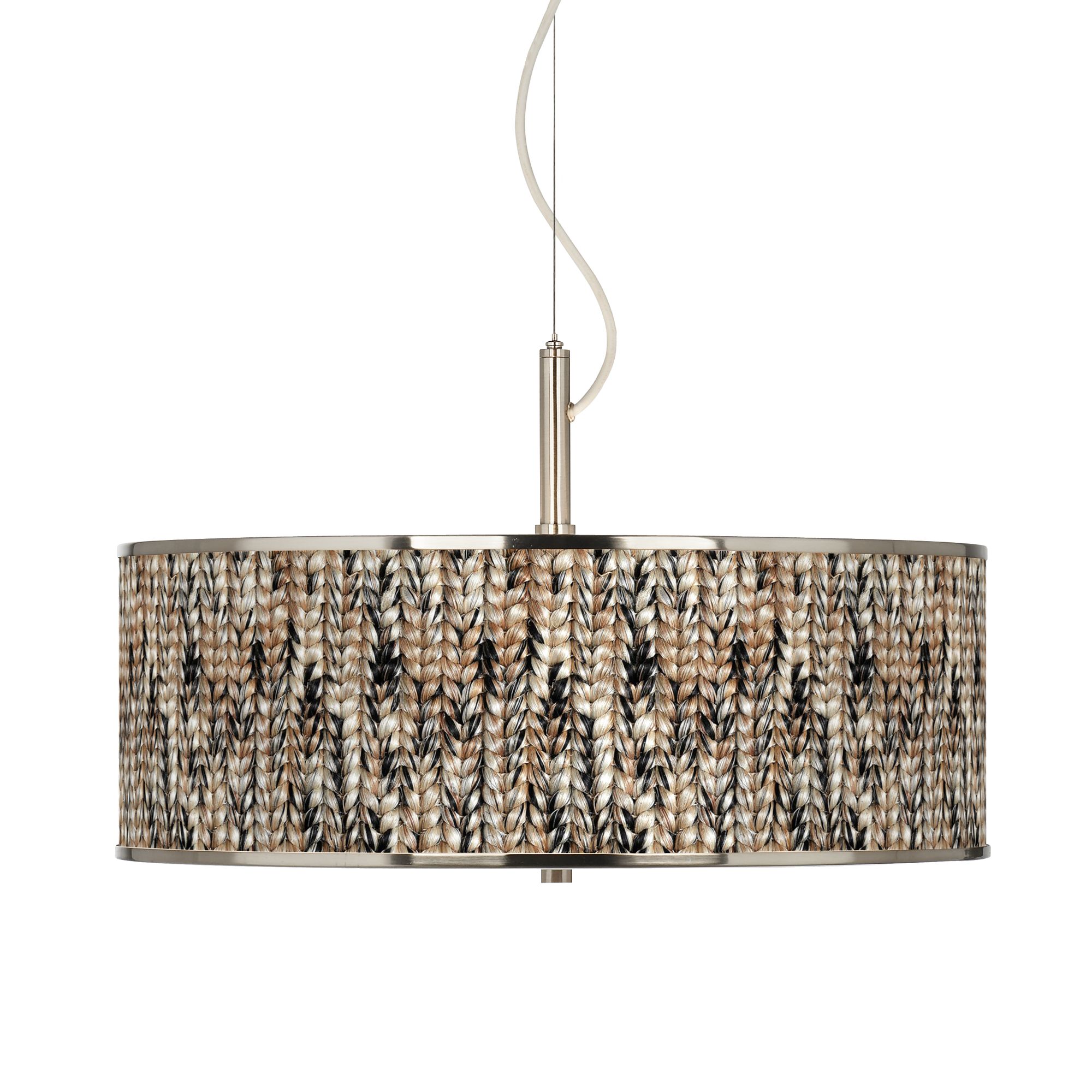 Braided Jute Giclee Glow 20" Wide Pendant Light