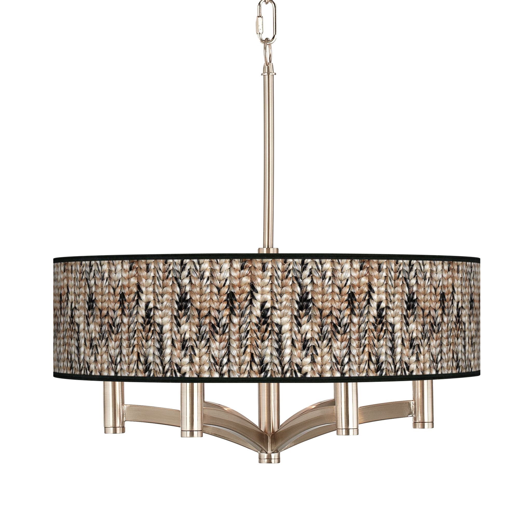 Braided Jute Ava 6-Light Nickel Pendant Chandelier