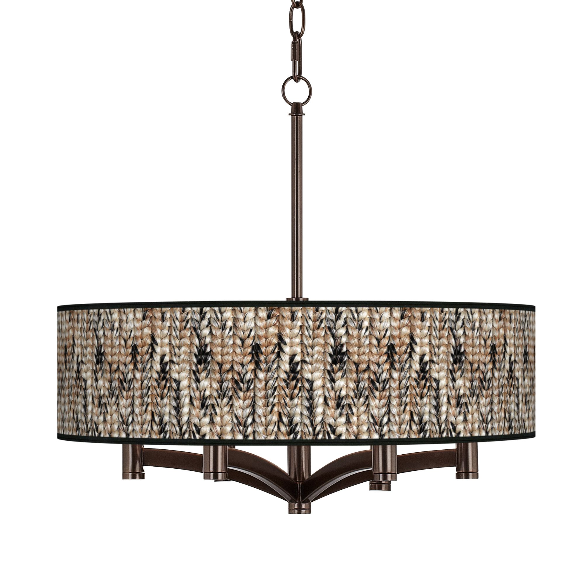 Braided Jute Ava 6-Light Bronze Pendant Chandelier