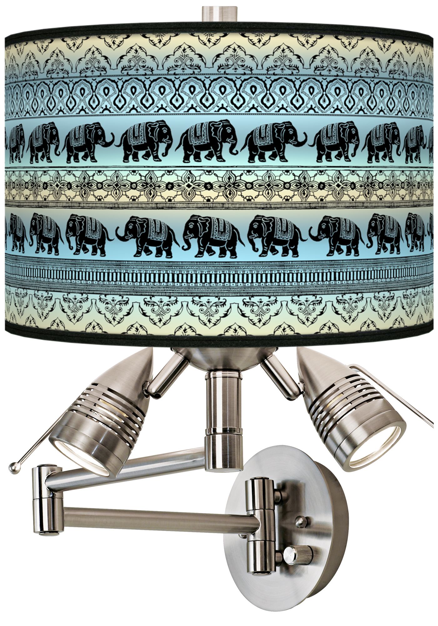Elephant March Giclee Plug-In Swing Arm Wall Lamp