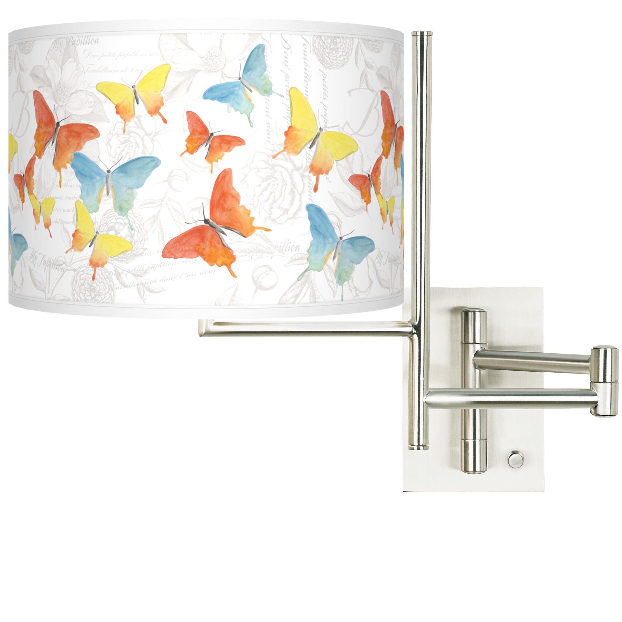 Tempo Pastel Butterflies Plug-in Swing Arm Wall Lamp