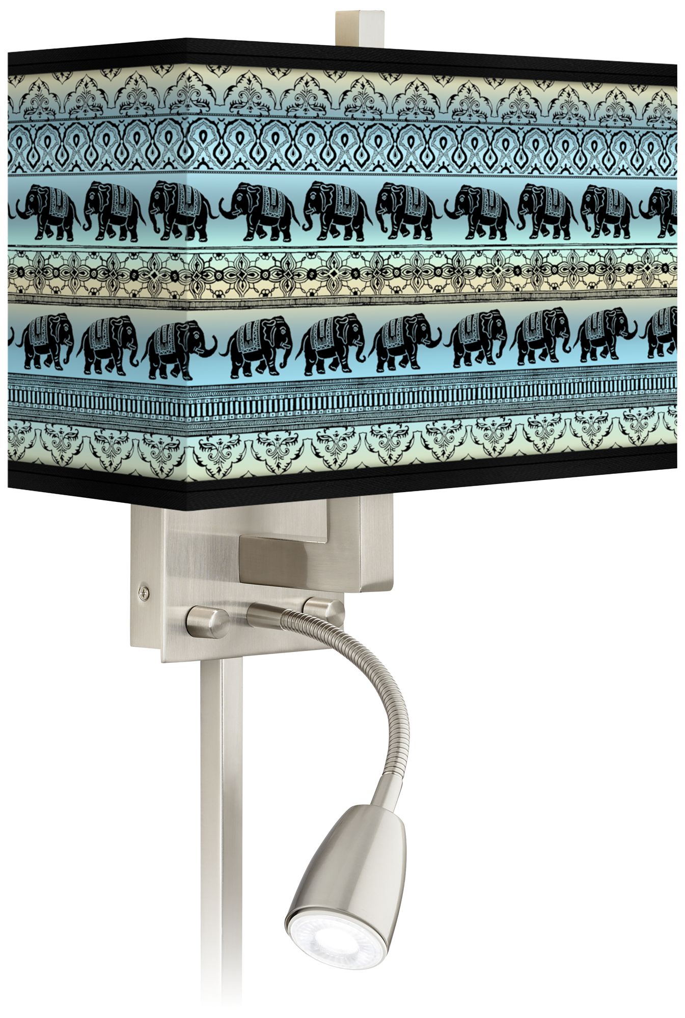 Elephant March Giclee Glow LED Reading Light Plug-In Sconce
