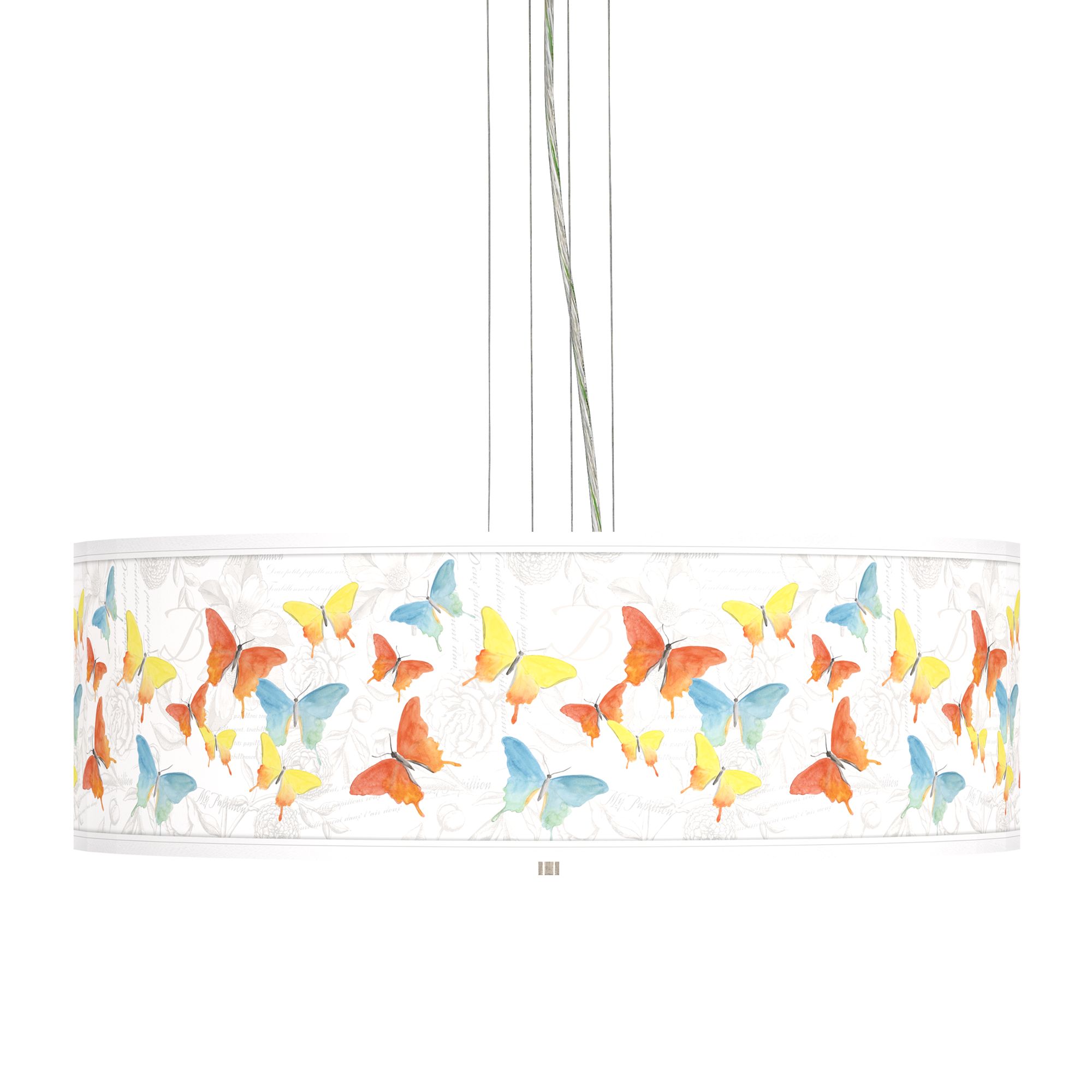 Pastel Butterflies Giclee 24" Wide 4-Light Pendant Chandelier