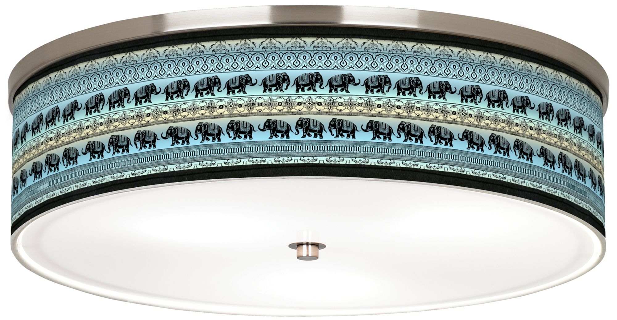 Elephant March Giclee Nickel 20 1/4" Wide Ceiling Light