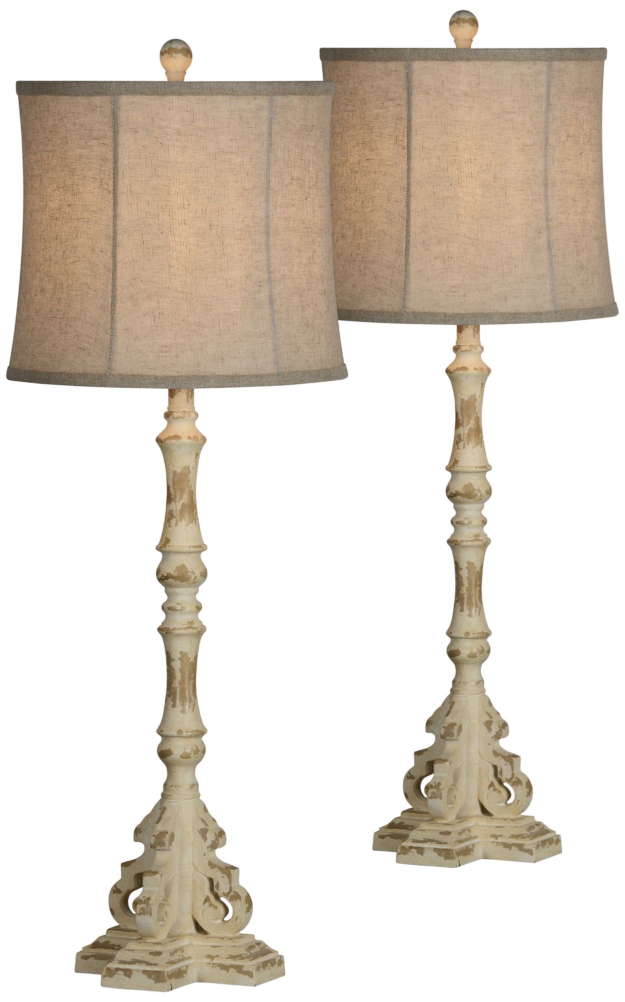 Bridge Distressed White Buffet Table Lamps Set of 2 552N0 Lamps Plus
