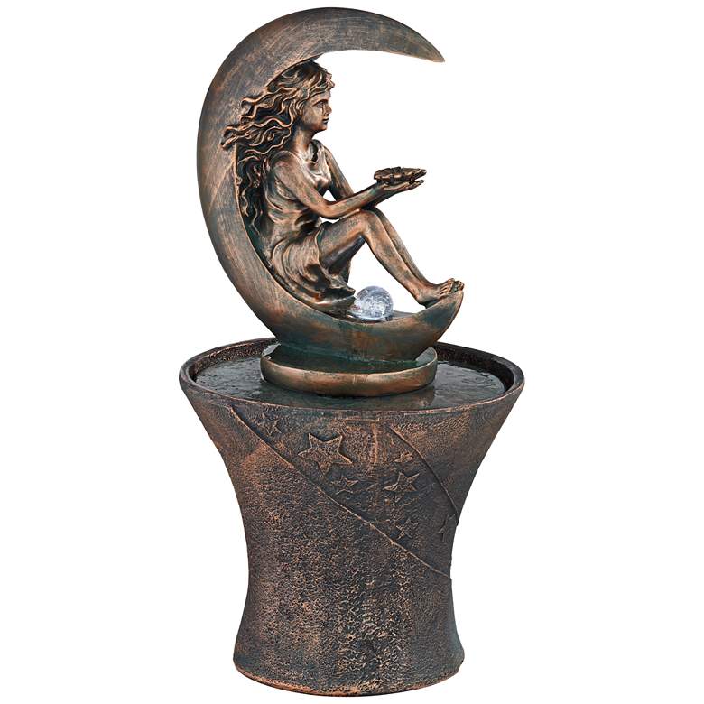 Crescent Moon 34&quot; High Fountain with LED Light