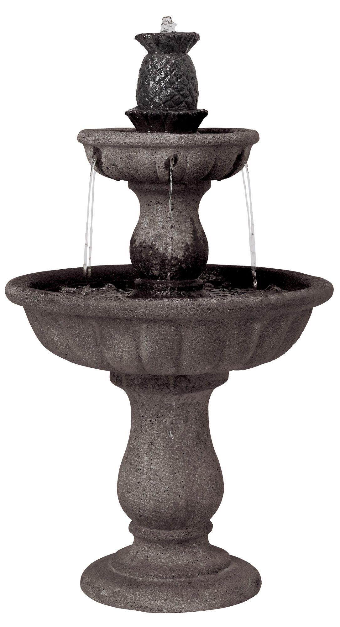 Classic Two-Tier 37" High Reconstituted Granite Fountain