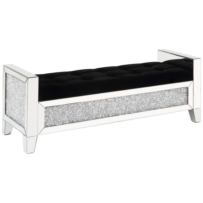 Noralie Black Faux leather Tufted Bench