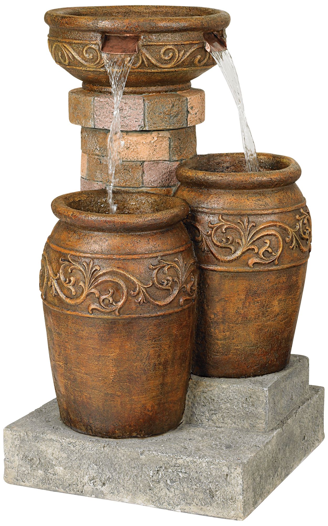 Tuscan Faux Stone 31 1/2" High Patio LED Floor Fountain