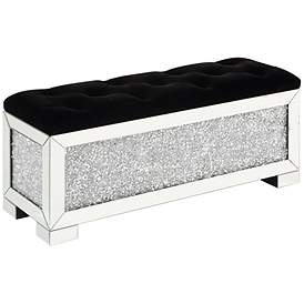 Noralie Black Faux Leather Tufted Storage Bench - #556Y0 | Lamps Plus