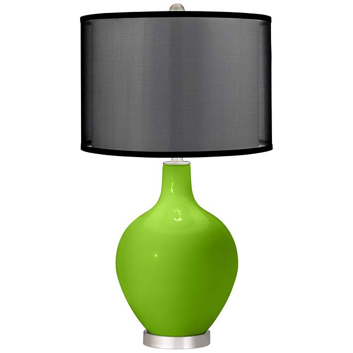 Neon Green Ovo Table Lamp with Organza Black Shade - #557C0 | Lamps Plus