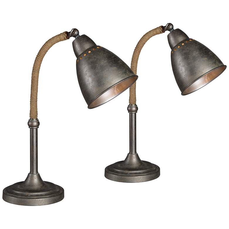 Image 1 Forty West Gage Raw Metal Desk Lamps Set of 2