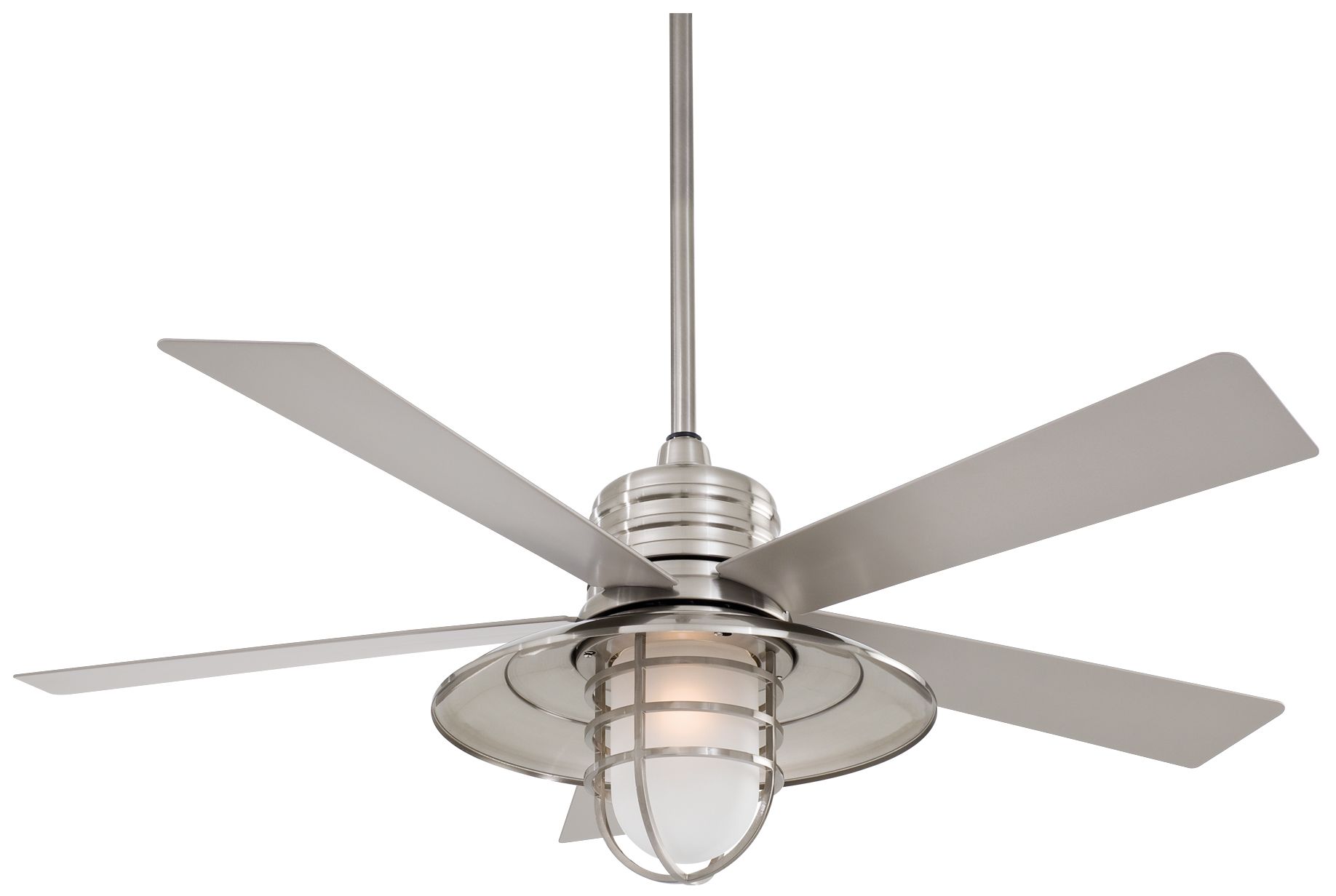 54" Minka Aire Rainman Brushed Nickel Cage Wet LED Ceiling Fan