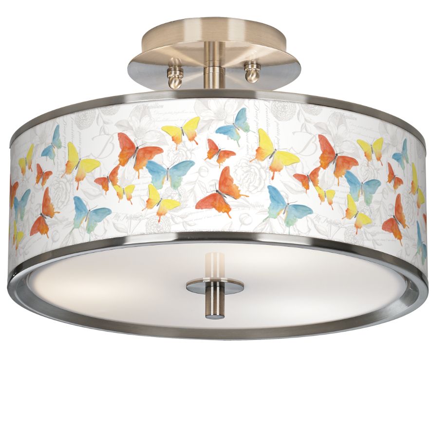 Pastel Butterflies Giclee Glow 14 Wide Ceiling Light 55a10
