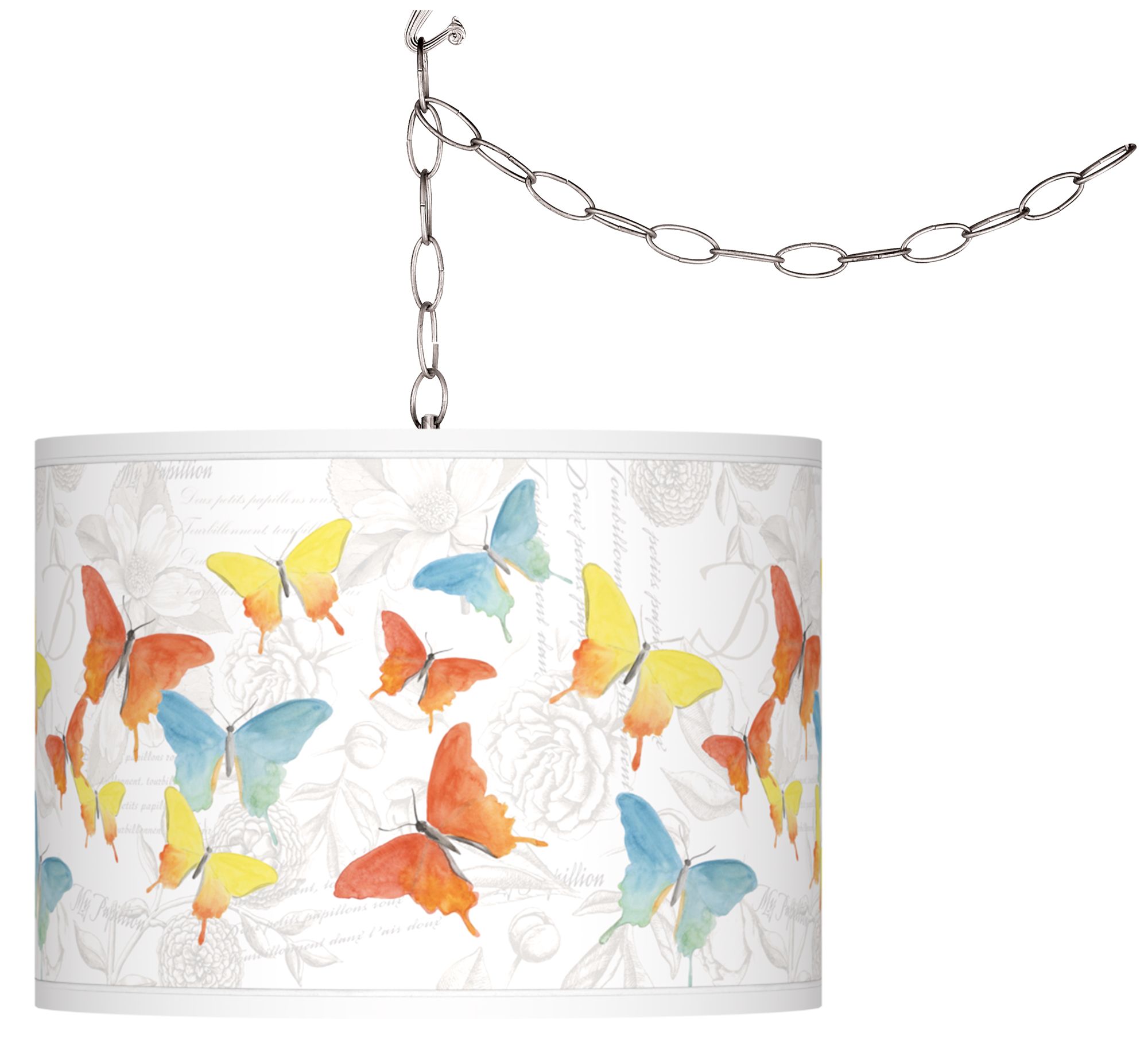 Pastel Butterflies Giclee Glow Plug-In Swag Pendant