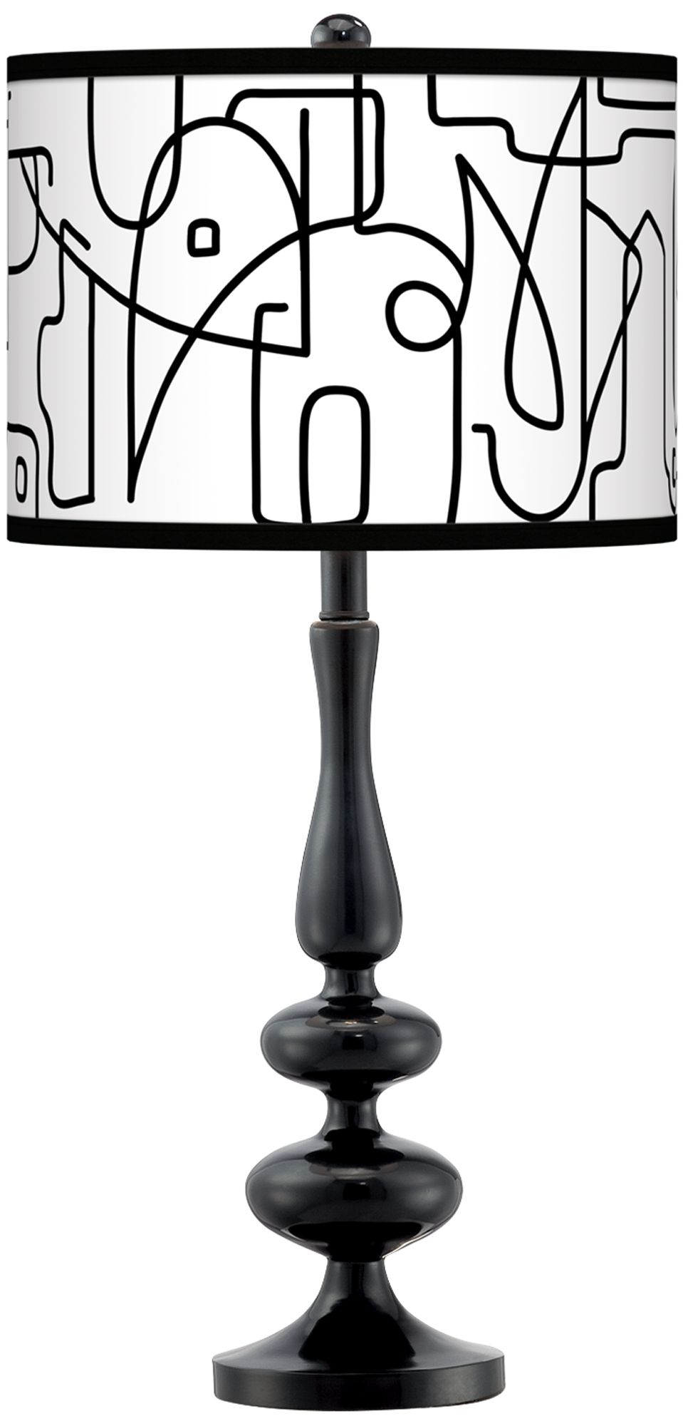 Scribble World Giclee Paley Black Table Lamp