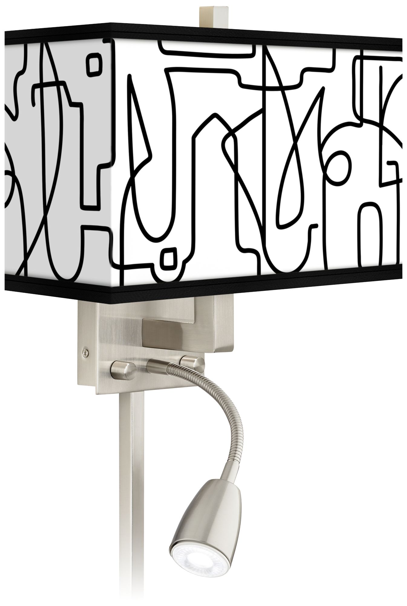 Scribble World Giclee Glow LED Reading Light Plug-In Sconce