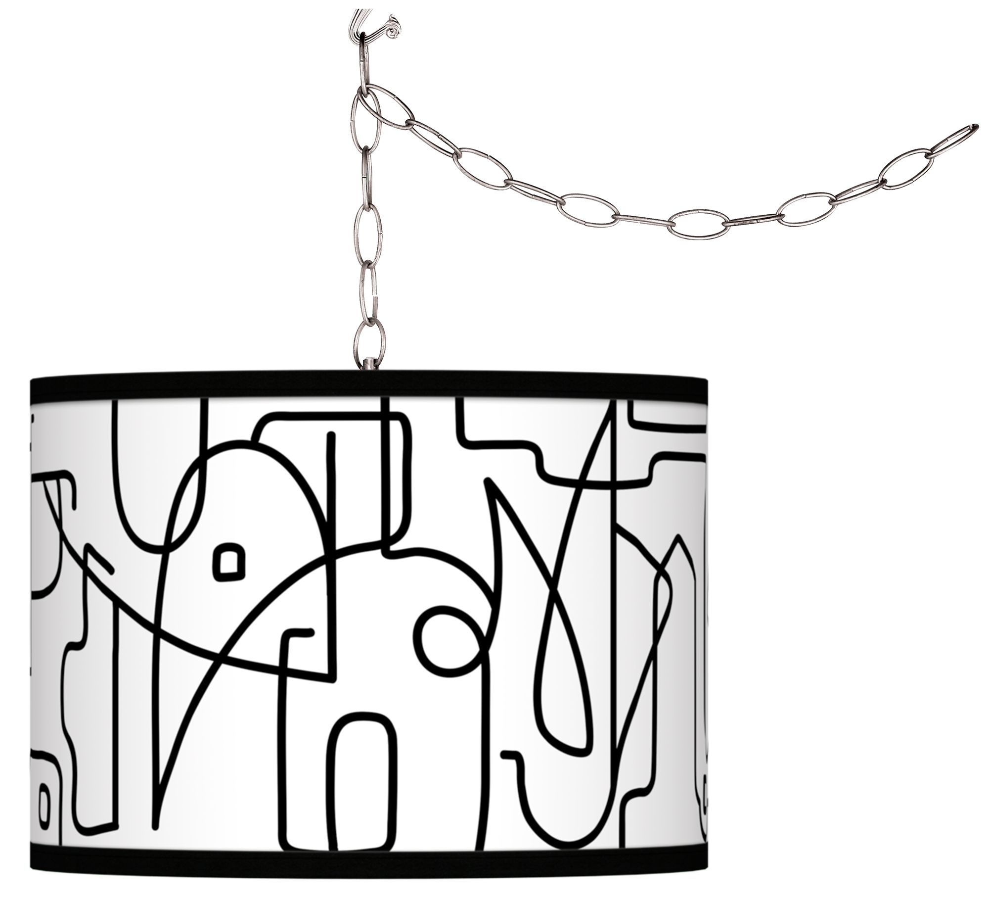 Scribble World Giclee Glow Plug-In Swag Pendant