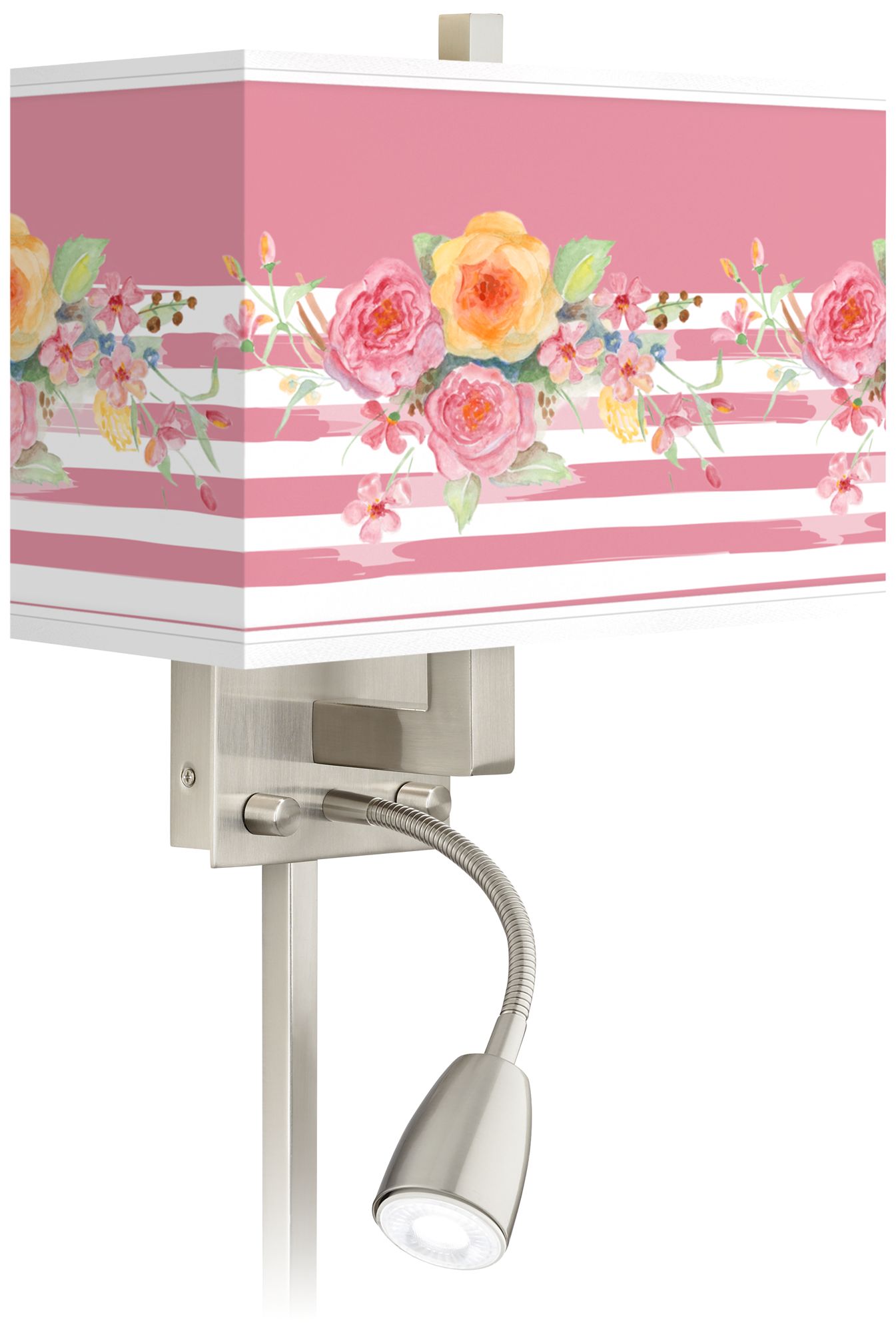 Country Rose Giclee Glow LED Reading Light Plug-In Sconce