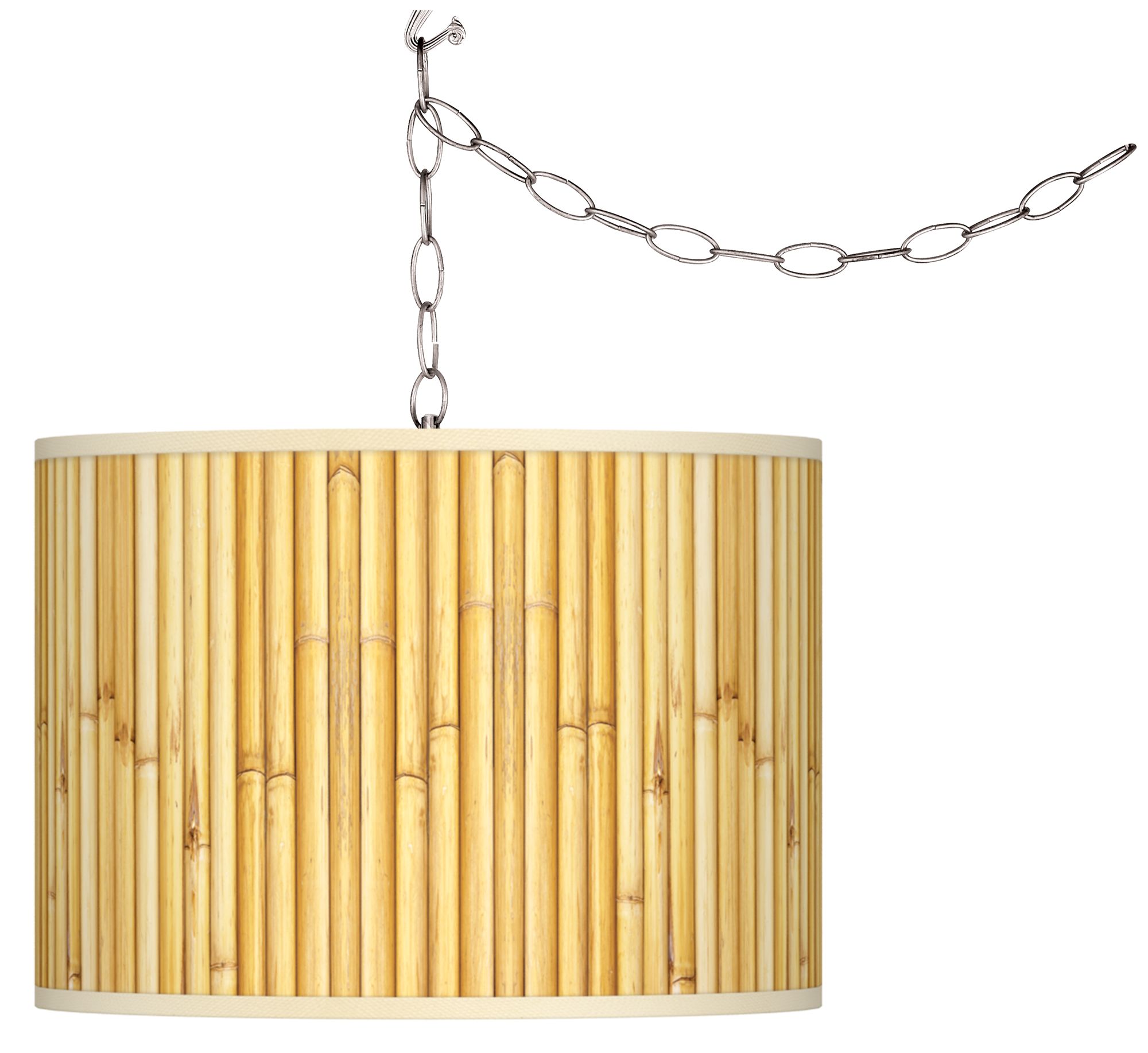 Bamboo Mat Giclee Glow Plug-In Swag Pendant