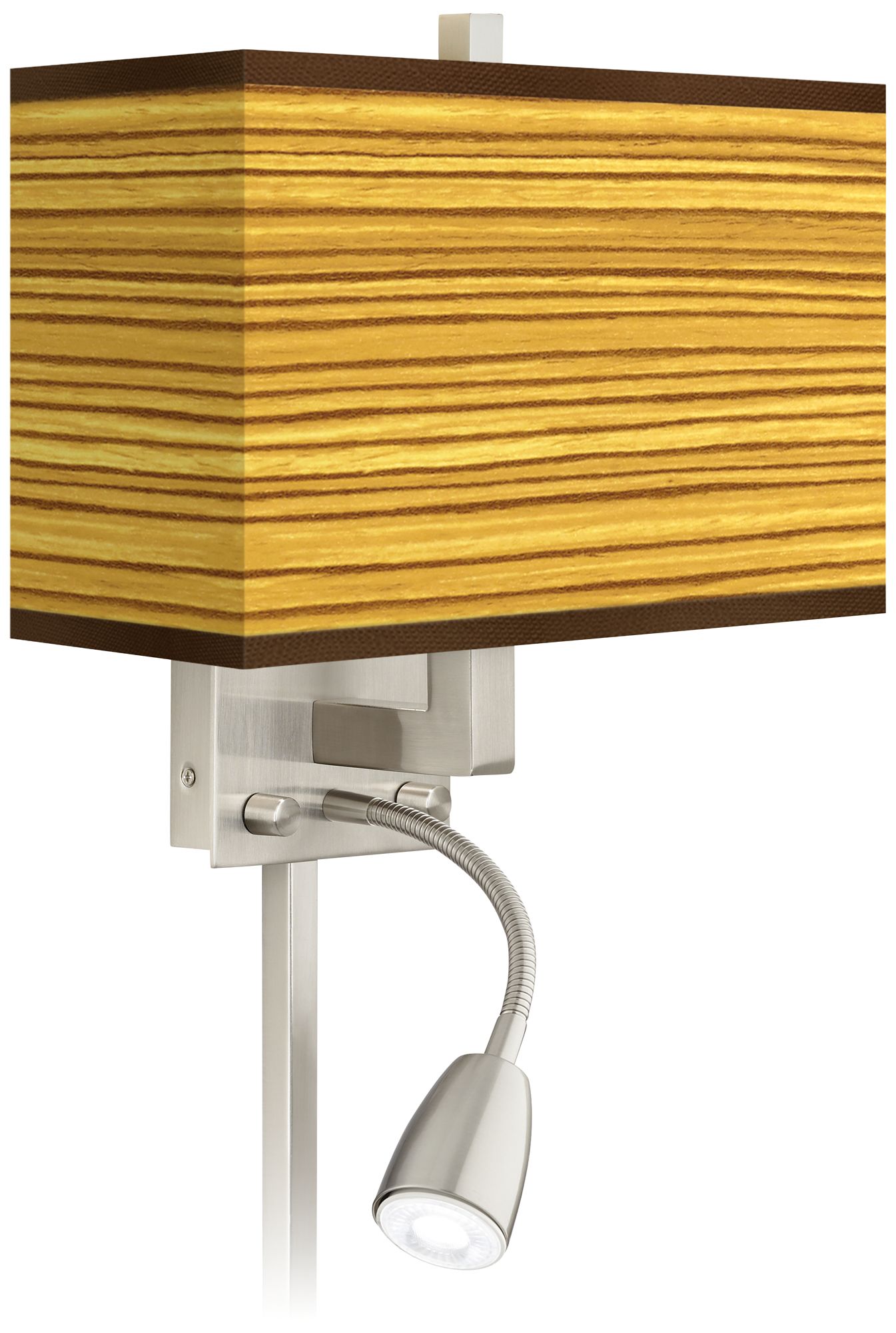 Tawny Zebrawood Giclee Glow LED Reading Light Plug-In Sconce