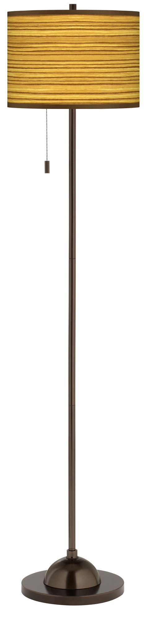 Tawny Zebrawood Giclee Glow Bronze Club Floor Lamp