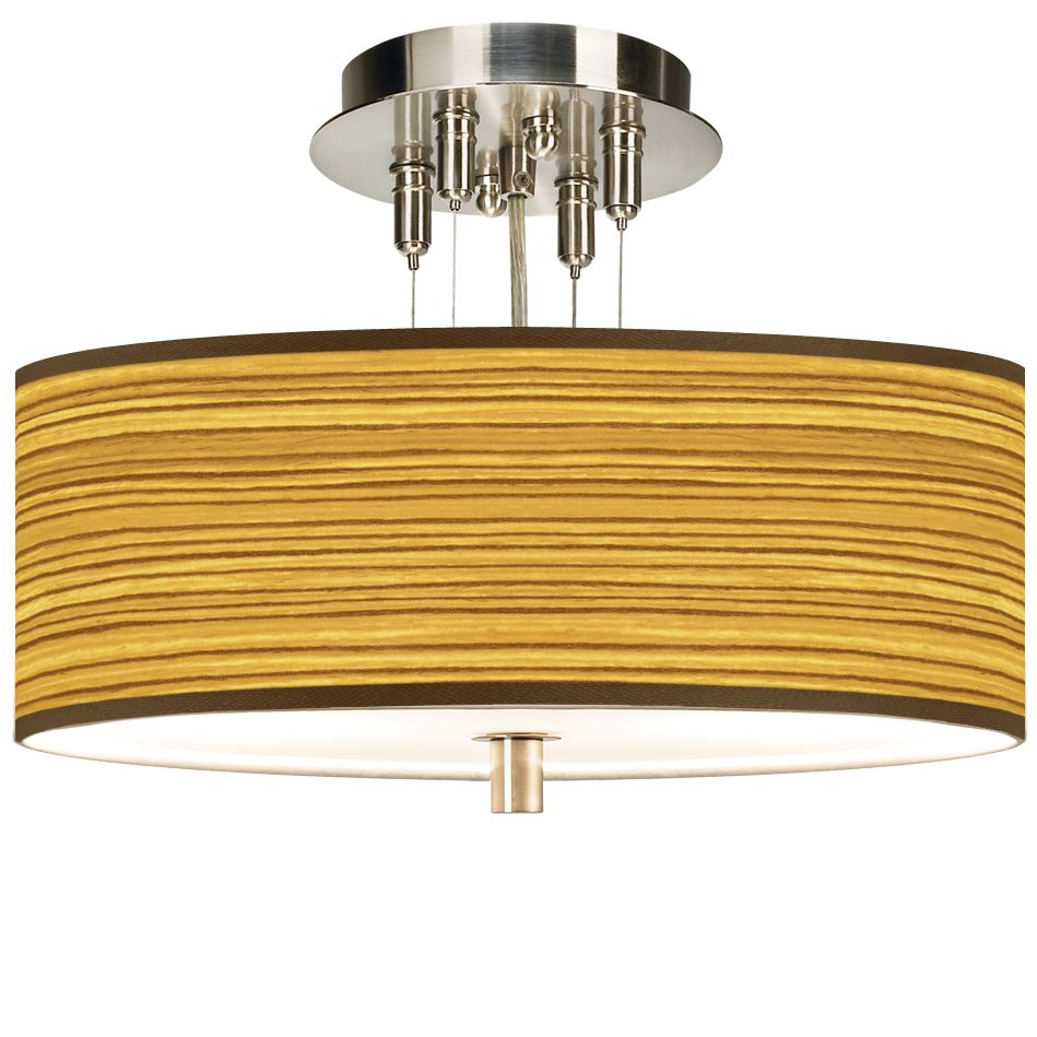 Tawny Zebrawood Giclee 14" Wide Ceiling Light