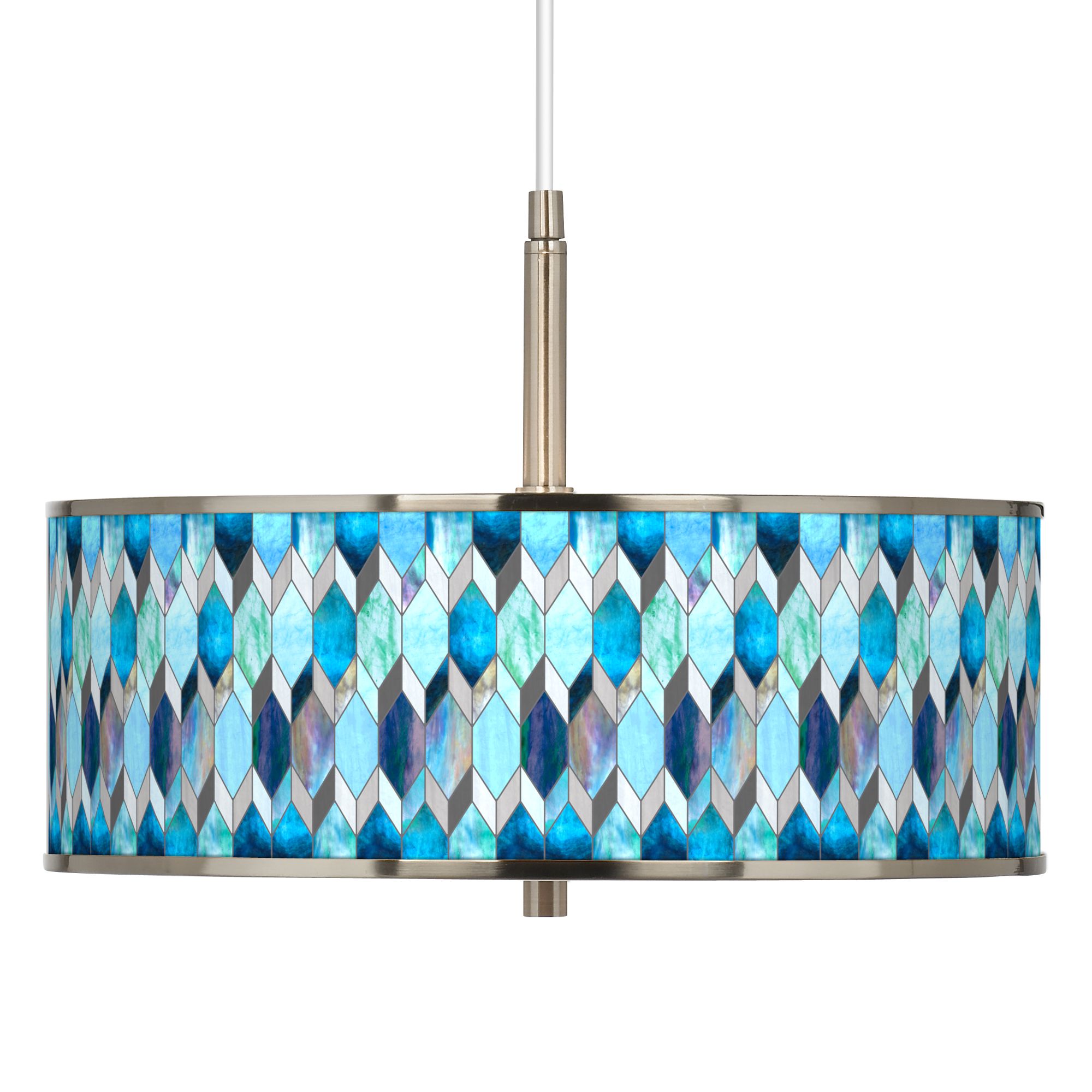Blue Tiffany-Style Giclee Glow 16" Wide Pendant Light