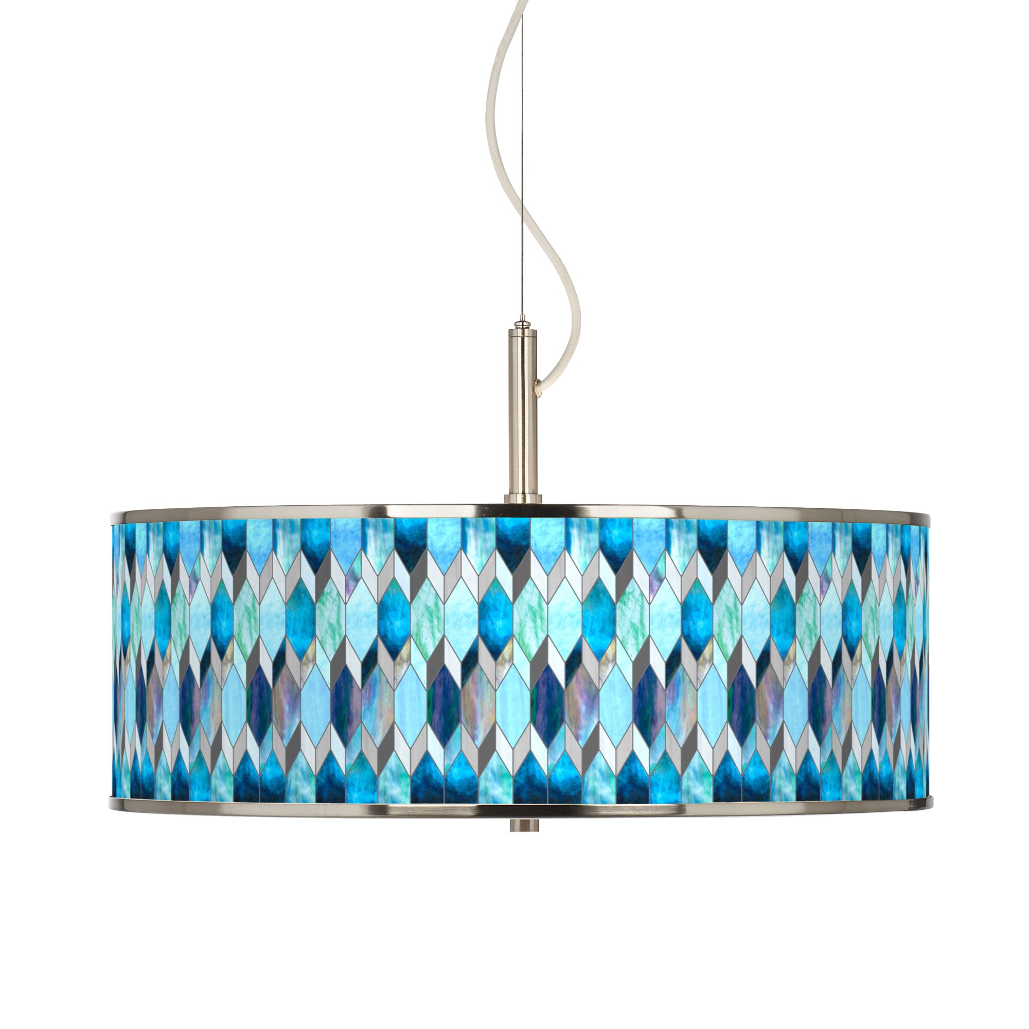 Blue Tiffany-Style Giclee Glow 20" Wide Pendant Light