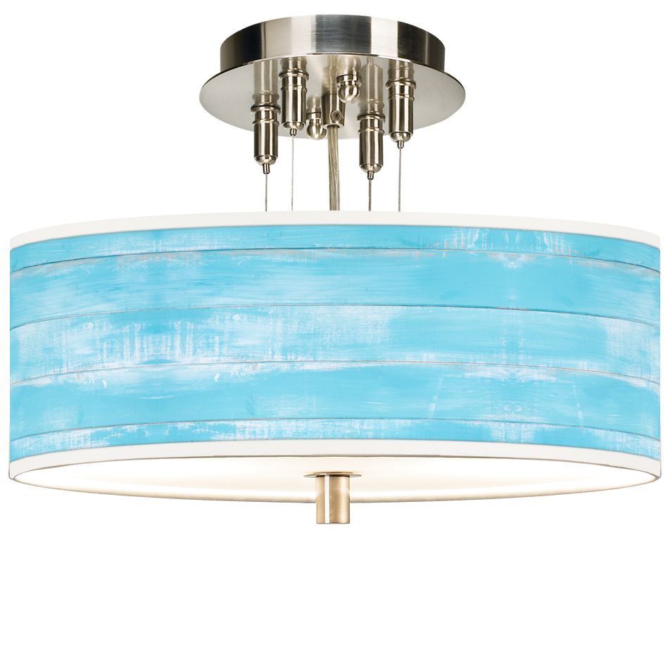 Barnyard Blue Giclee 14" Wide Ceiling Light