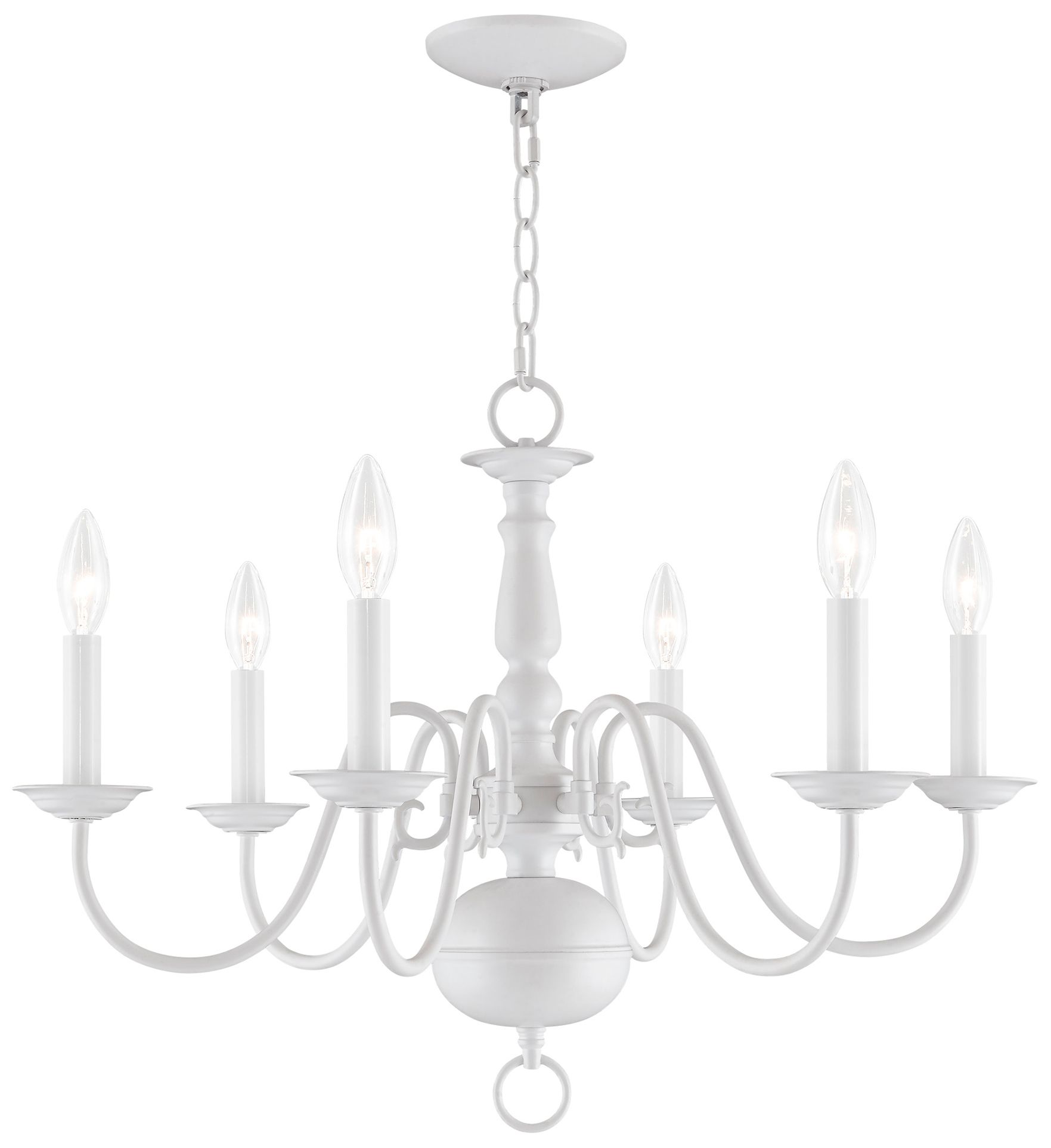 Williamsburgh 24" Wide White 6-Light Chandelier