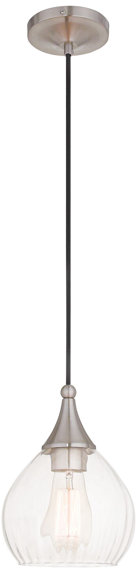 Art Glass 7" Wide Brushed Nickel Mini Pendant