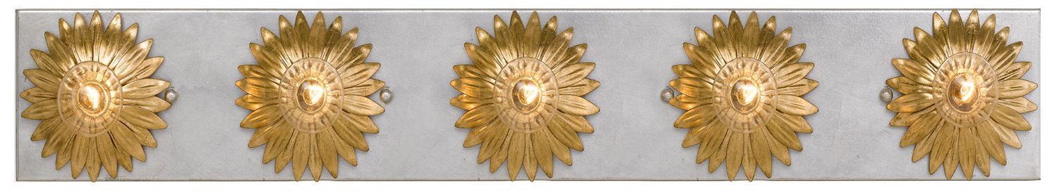 Broche 31" Wide Gold and Antique Silver 5-Light Bath Light