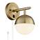 Luna Antique Brass Modern Globe Plug-In Wall Lamp