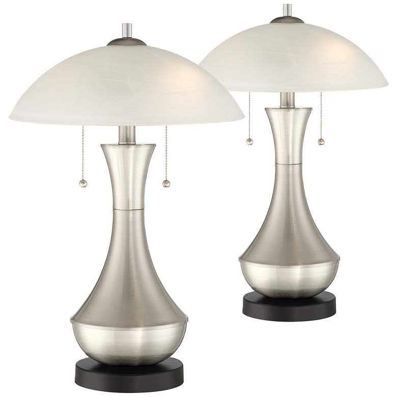Simon Glass Shade Accent Table Lamp with USB Port Set of 2 ...