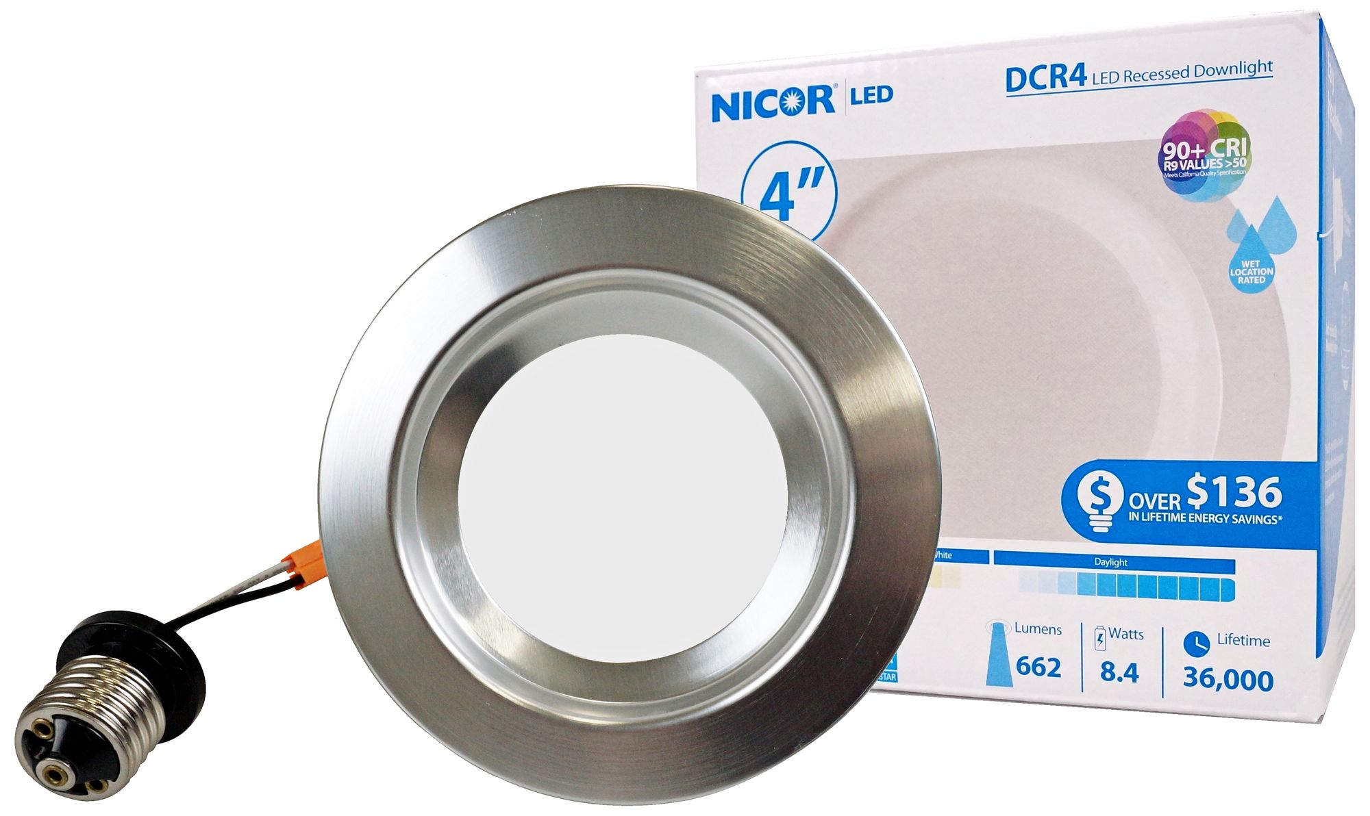 Nicor DCR 4" Nickel LED Recessed Retrofit Downlight