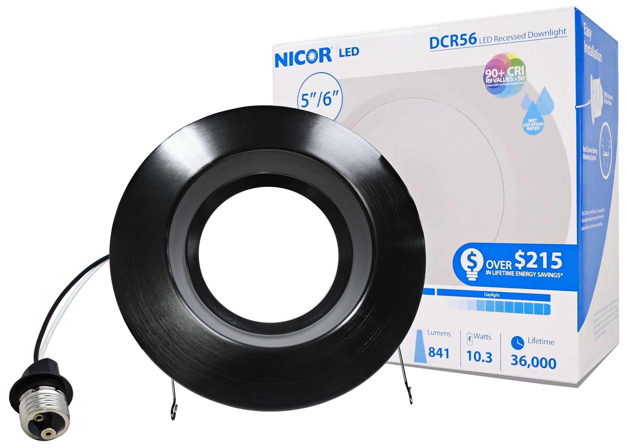Nicor DCR 5"/6" Black 10.5 Watt LED Retrofit Downlight
