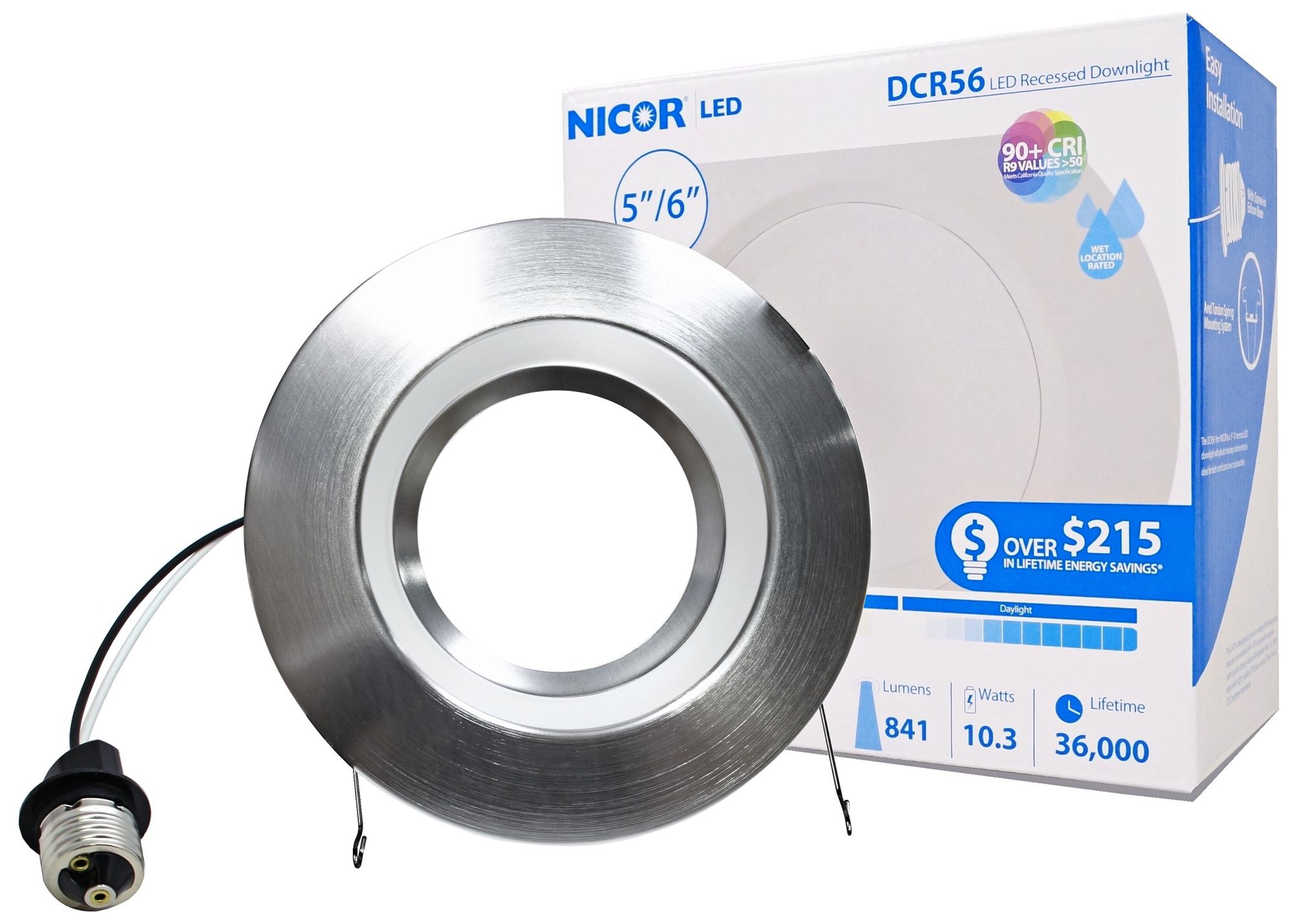 Nicor DCR 5"/6" Nickel 10.5 Watt LED Retrofit Downlight