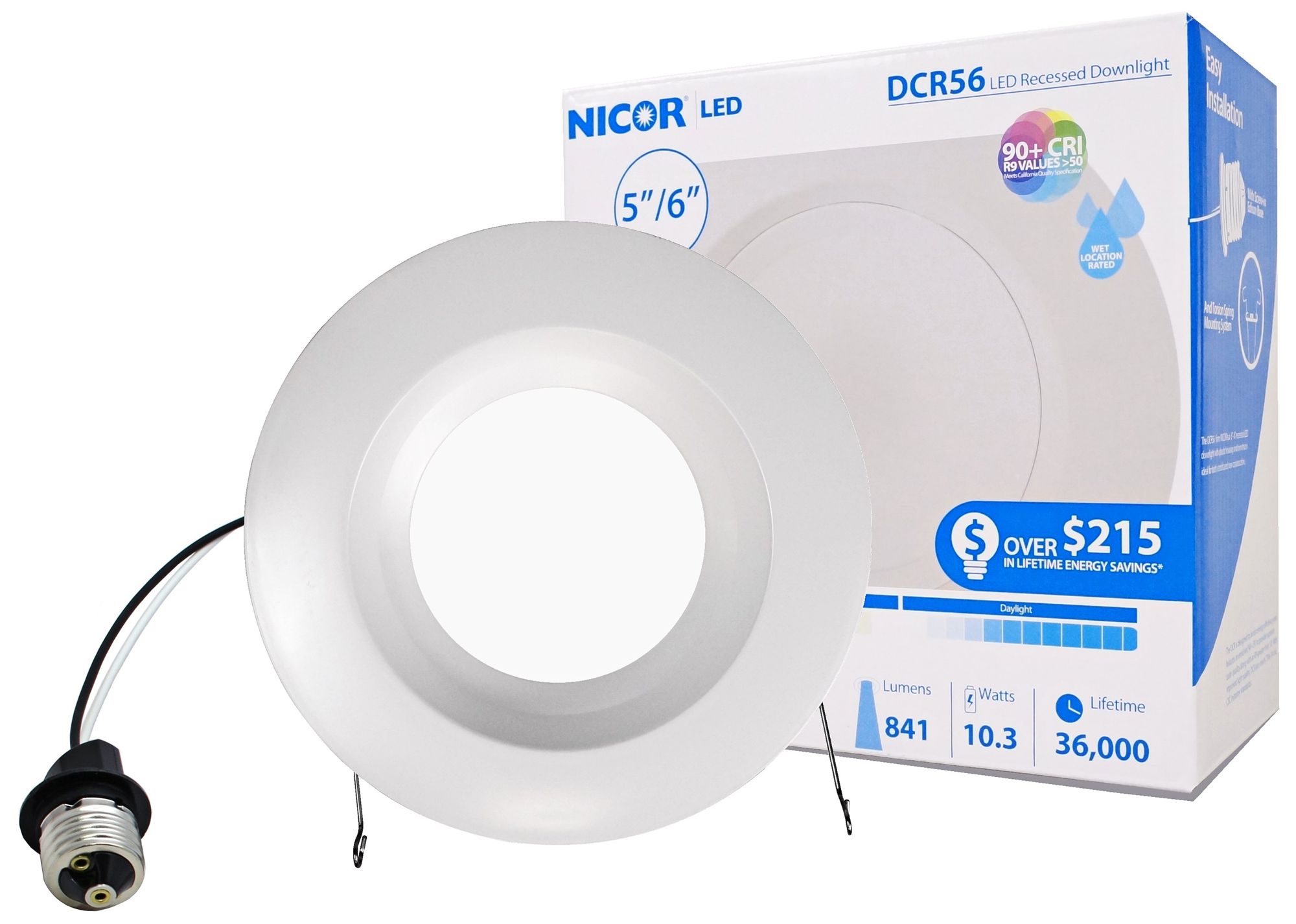 Nicor DCR 5"/6" White 10.5 Watt LED Retrofit Downlight