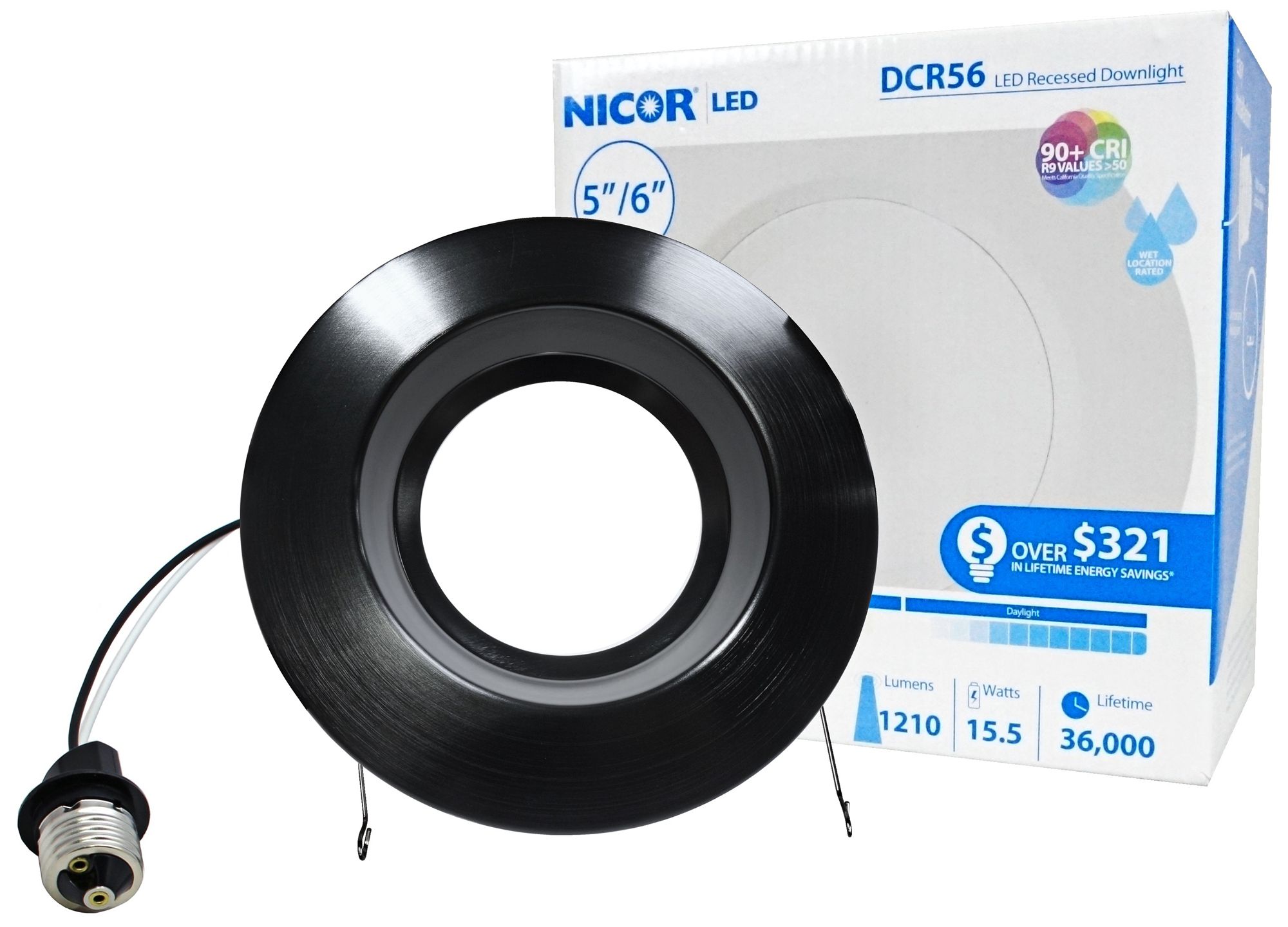 Nicor DCR 5"/6" Black 14.5 Watt LED Retrofit Downlight