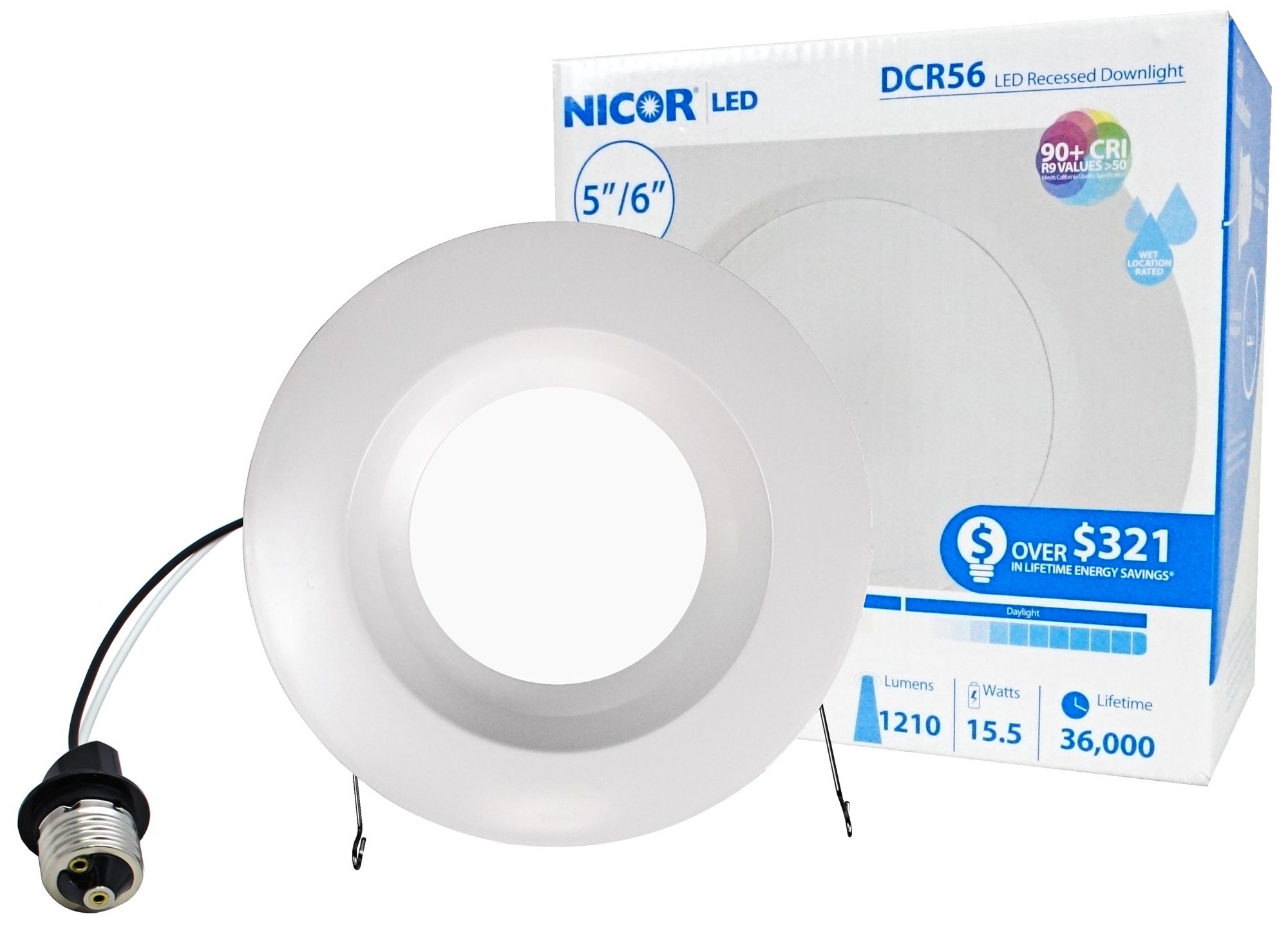 DCR 5"/6" White 14.5W LED Retrofit Downlight w/ Baffle