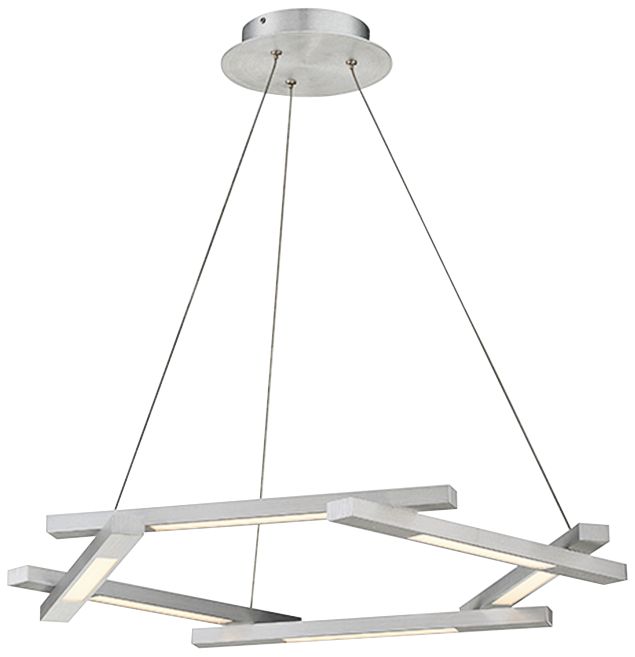 Metric 28" Wide Brushed Aluminum 6-Light LED Pendant