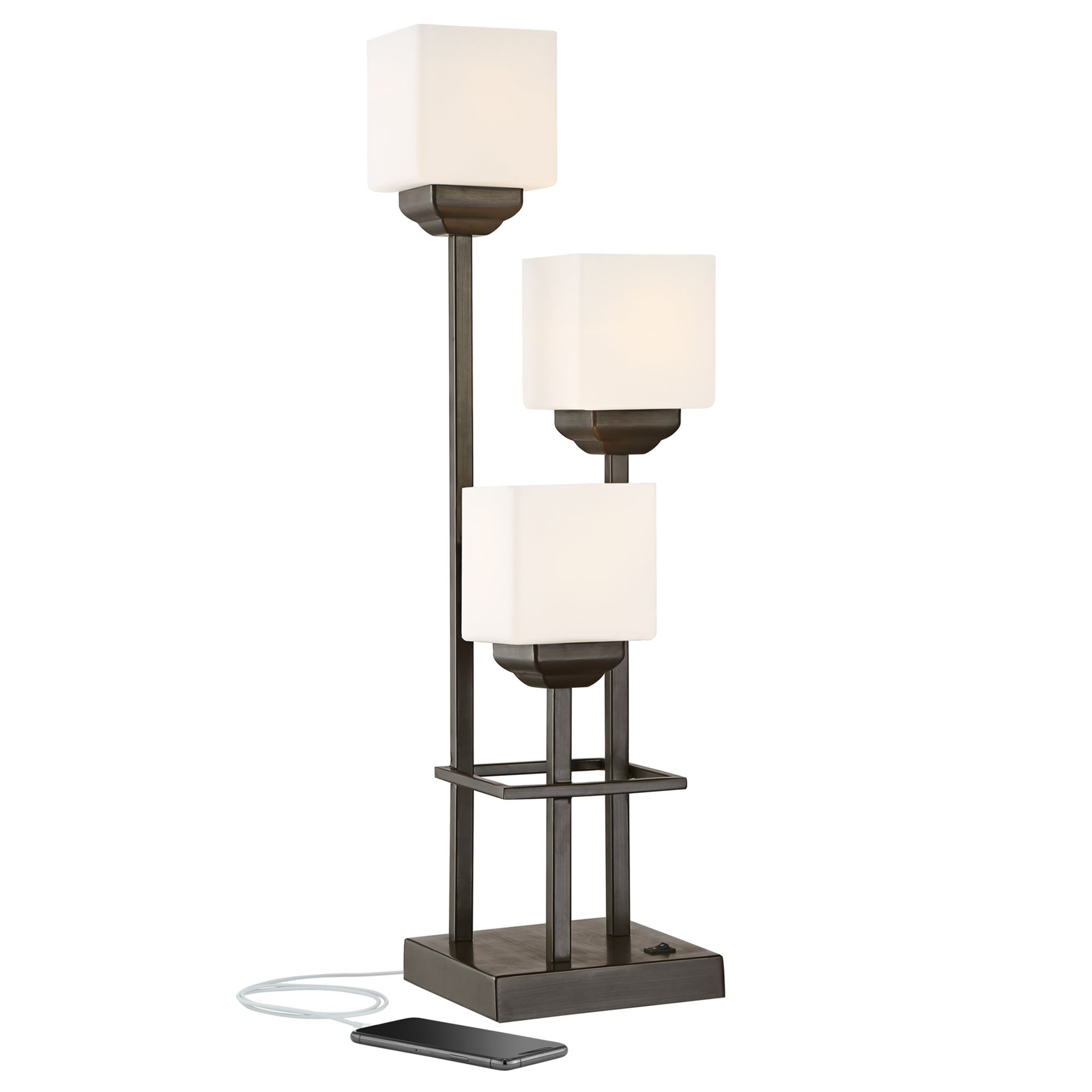 Light Tree 3Light Bronze Console Table Lamp with USB 55M39 Lamps Plus
