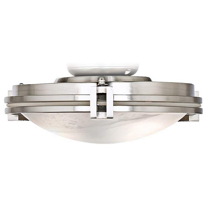 Marbleized Glass Brushed Nickel Led Ceiling Fan Light Kit