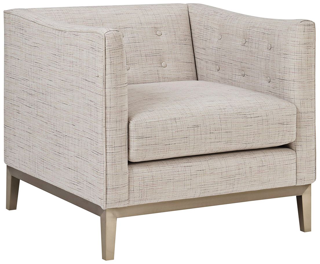 Milan Woven Cream Button Tufted Armchair