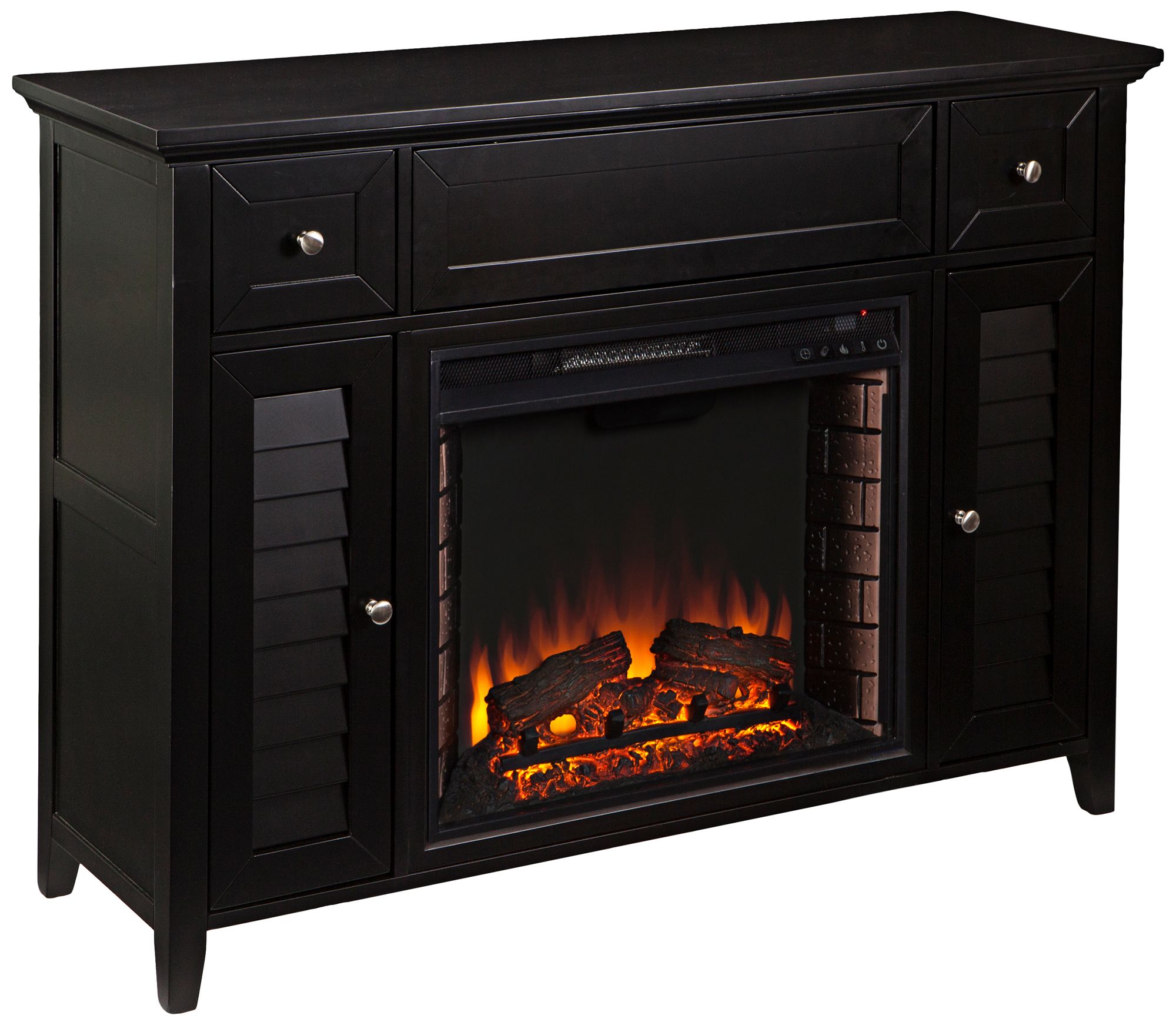 Fairbury Black Wood 2-Door 3-in-1 Media Fireplace Console