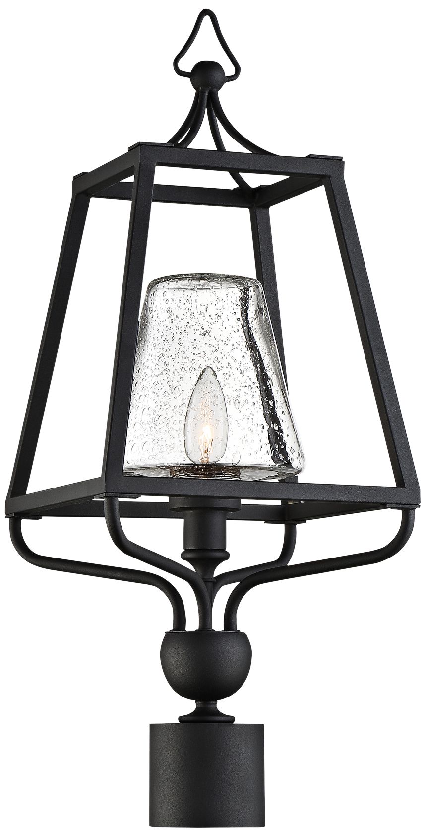 Sylvan 22 1/2"H Black and Seeded Glass Outdoor Post Light