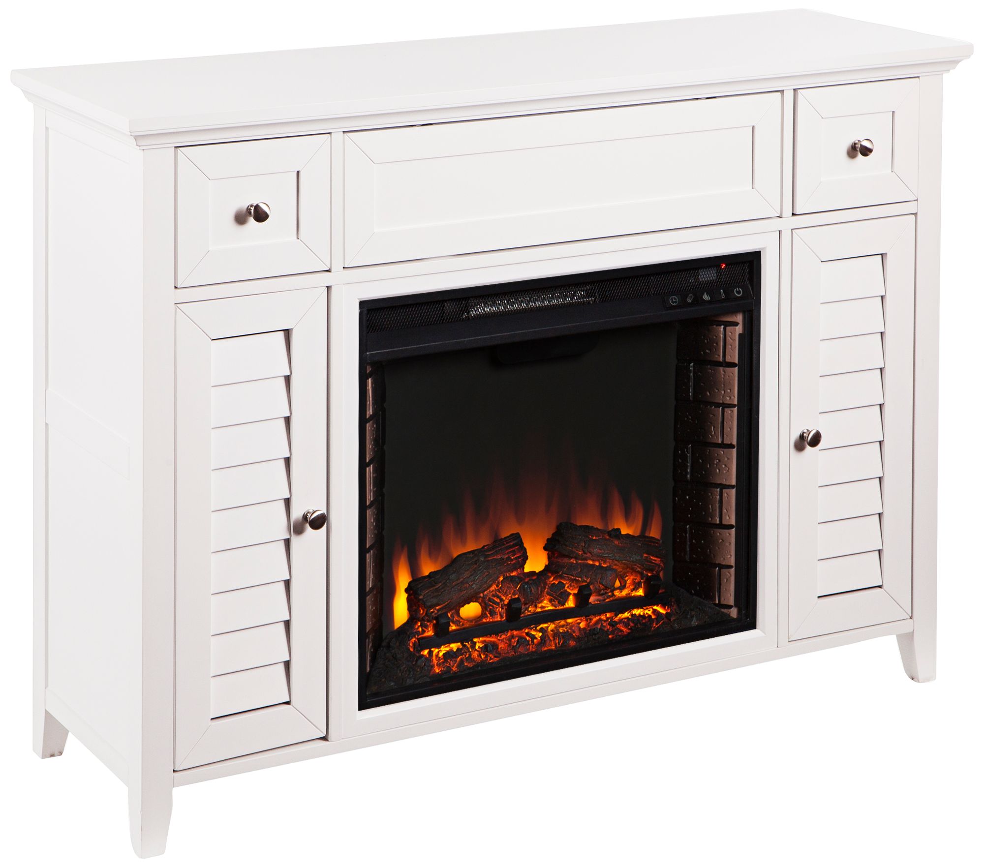 Fairbury White Wood 2-Door 3-in-1 Media Fireplace Console