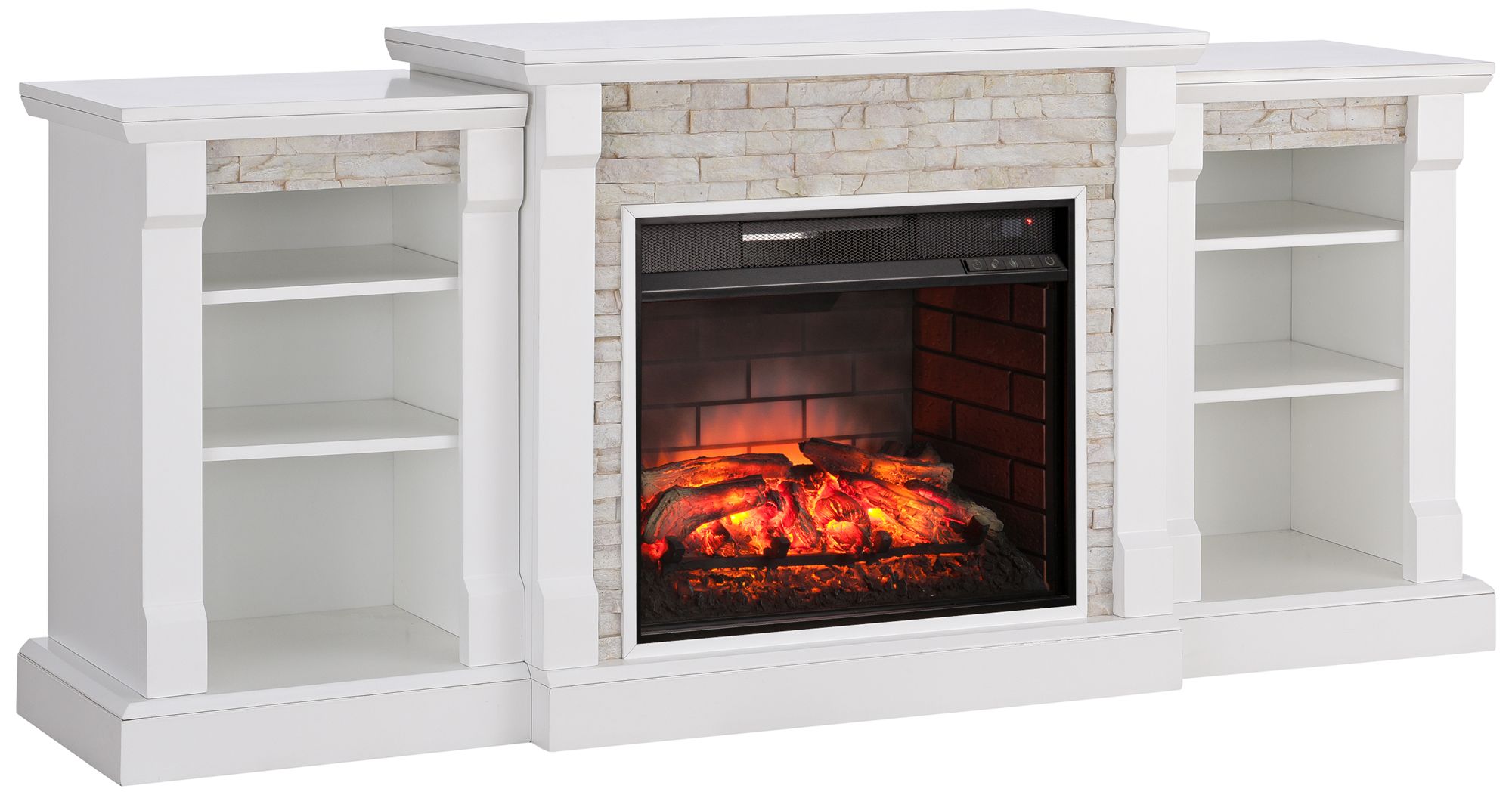Gallatin White Simulated Stone Infrared Electric Fireplace